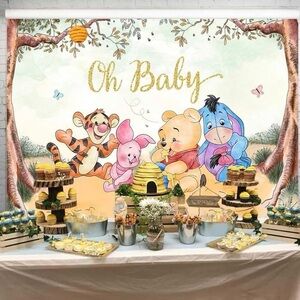 Oh Baby Winnie the Pooh Party Backdrop